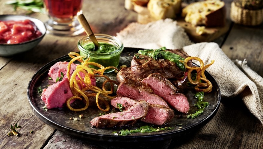 Mini Rumpsteaks mit Erbsen-Chimichurri