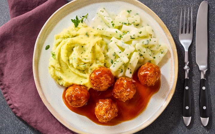 Schlemmer-Menü: Mettbällchen mit Kohlrabigemüse (Artikelnummer 01675)